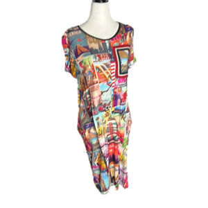 Desigual Bright Colourful Postcard Shift Dress